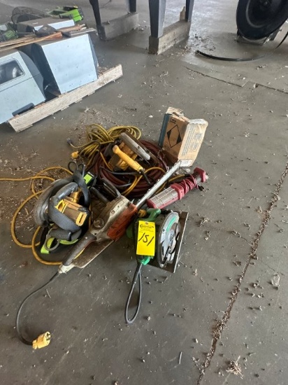 Assortment of Electric Power Tools and Cords. Located at 3360 Cansler Circle., Maiden, NC 28650. NC