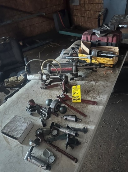 Table and Contents, Assortment of Saw Filing Room Hand Tools. Located at 172 Looper Ln., Pickens, SC