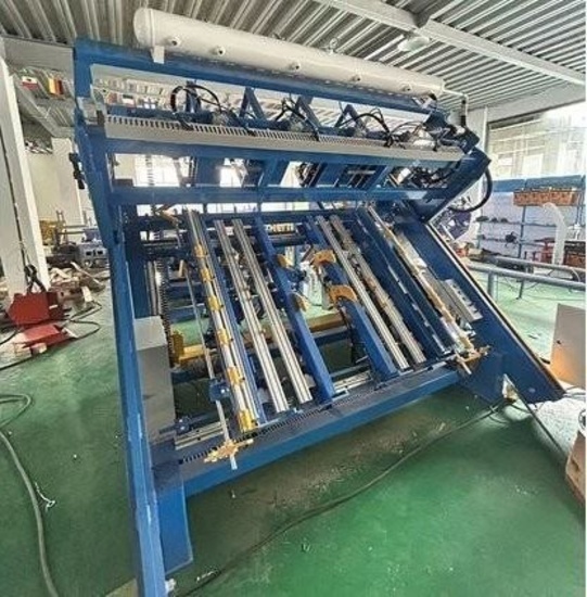 2026 Sawmill World 5159 4 Stringer Pallet Nailing Machine with Stacker. Located at 1995 Lumber Rd.,