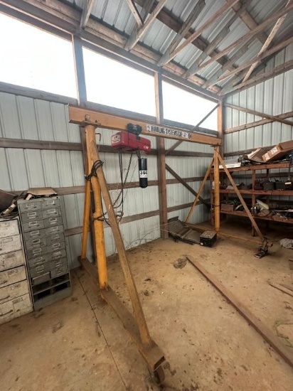 H-S 1 Ton Gantry Crane with Electric Chain Hoist. Located at 1490 Hwy 100 W., Centerville, TN 37033.