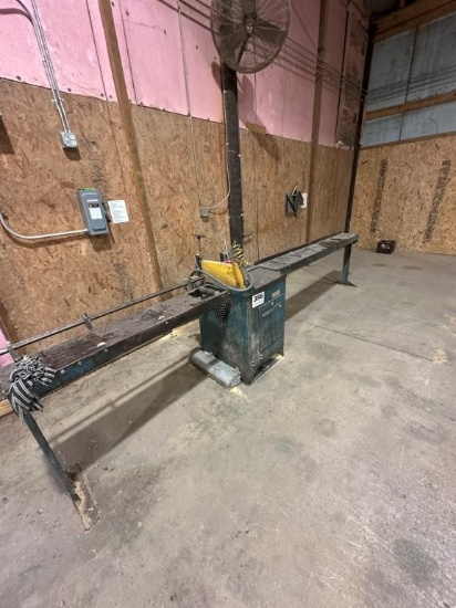Whirlwind Mdl 212L Pop-Up Chop Saw with Infeed and Outfeed with Stop Rail. Located at 2898 Crestridg