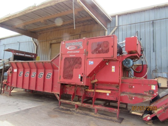 Rotochopper EC366 Stationary Grinder, 350hp Electric Motor, 24ft Outfeed Belt, Onboard Hydraulics,