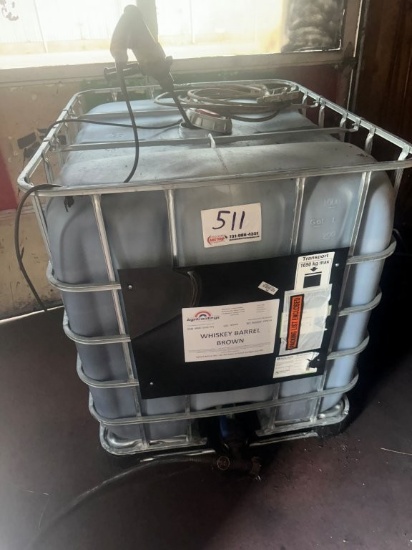 Agri Coatings Tote of Wiskey Barrel Brown Mulch Dye, Approx 65% Full. Located at 201 Tobacco Rd., Bo