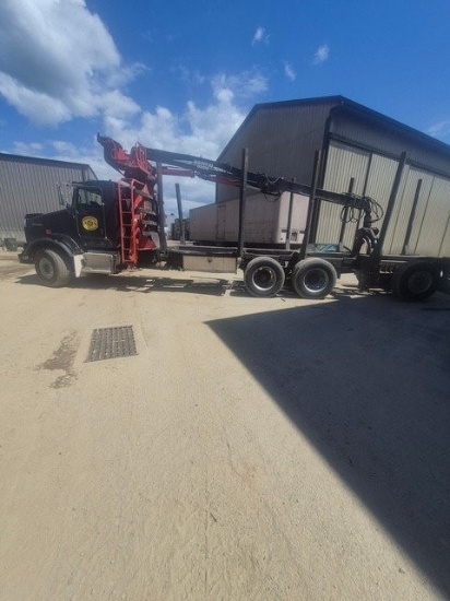 2007 Kenworth T800 4 Bunk Log Truck with 2021 Serco 8500 Knuckle Boom Loader Tandem Axle with Rear T