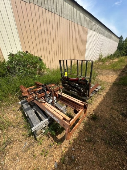 Forklift Mast for Nissan 6000 Forklift 47inch Forks with Fork Positioners. Located at 1490 Hwy 100 W