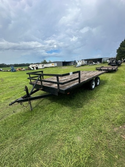 18ft Tandem Axle Trailer with Wood Deck and Electric Brakes