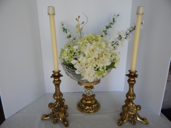 Candle Holders and Crystal Bowl