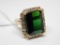 14K YG GREEN TOURMALINE & DIAMOND RING