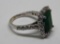 14K WHITE GOLD EMERALD AND DIAMOND RING