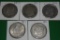 5 MORGAN SILVER DOLLARS