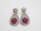 14K WHITE GOLD RUBY AND DIAMOND EARRINGS