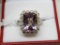 14K WHITE GOLD KUNZITE AND DIAMOND RING