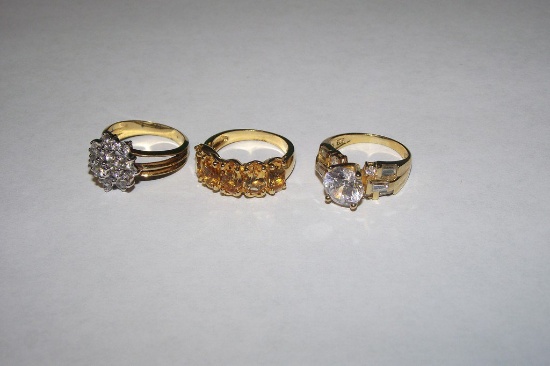 3 GOLD PLATED SILVER RINGS