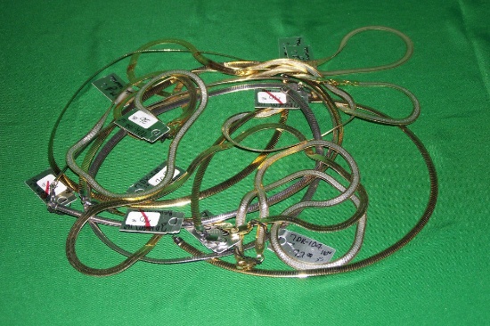 LARGE LOT OF 10 SILVER REVERSIBLE NECKLACES