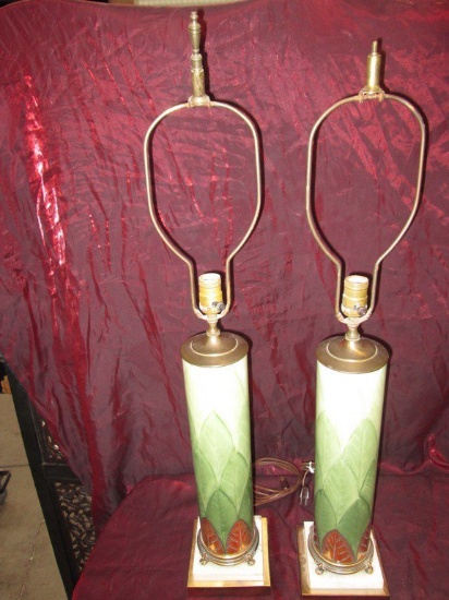 PAIR OF 1950'S GREEN LAMPS
