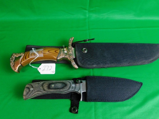 2 FIXED BLADE BOWIE STYLE KNIVES