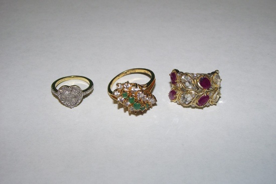 3 GOLD PLATED SILVER RINGS