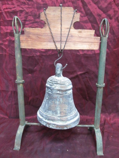 VINTAGE BRONZE BELL ON STAND