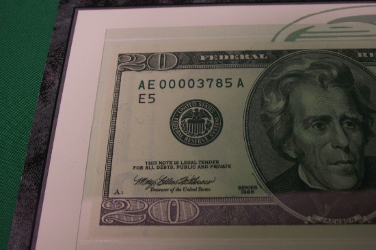 LOW NUMBERED $20.00 UNCIRCULATED NOTE