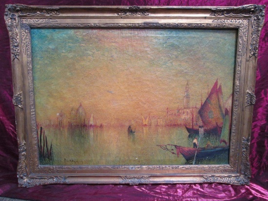 VINTAGE SHIP ART OIL ON CANVAS