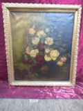 VINTAGE FLORAL OIL ON CANVAS