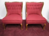 PAIR OF RED UPHOLSTERED CHAIRS