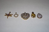 5 GOLD PLATED SILVER PENDANTS