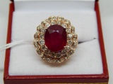 14K ROSE GOLD RUBY & DIAMOND RING