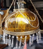 AMBER GLASS VINTAGE STYLE HANGING LIGHT