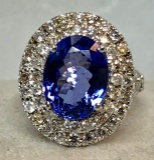 14K WG TANZANITE AND DIAMOND RING