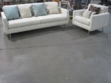 MODERN WHITE COUCH AND LOVESEAT SET