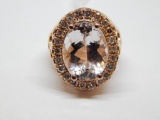 14K ROSE GOLD MORGANITE AND DIAMOND RING