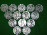 14 SILVER WALKING HALF DOLLARS