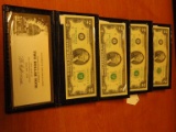 4 SEQUENTIAL $2.00 UNCIRCULATED BILLS