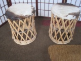 2 COWHIDE STOOLS