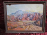 M. GREGORY MOUNTAIN SCENE OIL ON CANVAS