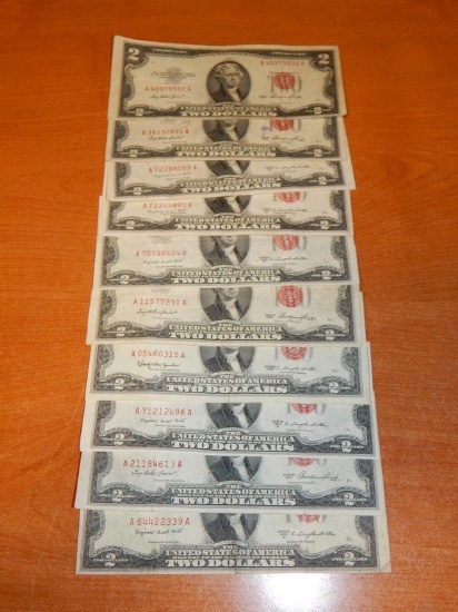 10 RED SEAL $2.00 BILLS