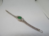 14KT WHITE GOLD DIAMOND AND JADE BRACELET