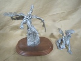 2 PEWTER DRAGON SCULPTURES