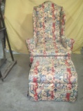 BAKER FURNITURE CHAIR AND OTTOMAN