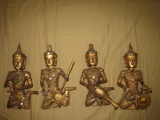 4 WOODEN THAI FIGURES