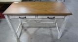 WHITE AND WOOD GRAIN STUDENT DESK