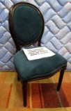 BLUE AND BROWN DINING CHAIR