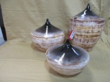 3PC SET OF RED LABEL VASES