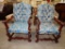 PAIR OF ANTIQUE BLUE UPHOLSTERED CHAIRS