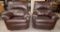 PAIR OF BROWN LEATHER RECLINERS
