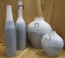 SET OF 4 GREY AND WHITE CERAMIC VASES