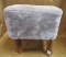 GREY FUR OTTOMAN WOOD LEGS SQUARE