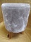 GREY FUR OTTOMAN WOOD LEGS ROUND