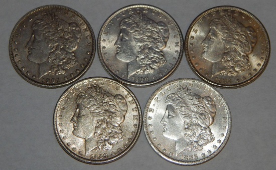 5 MORGAN SILVER DOLLARS